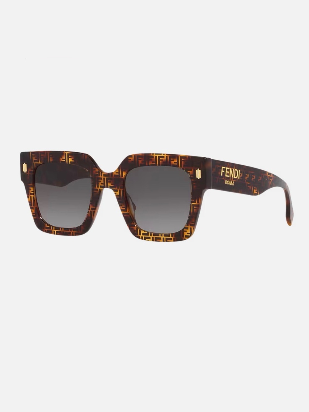 Fendi Tortoiseshell FF Pattern Oversized Square Sunglasses